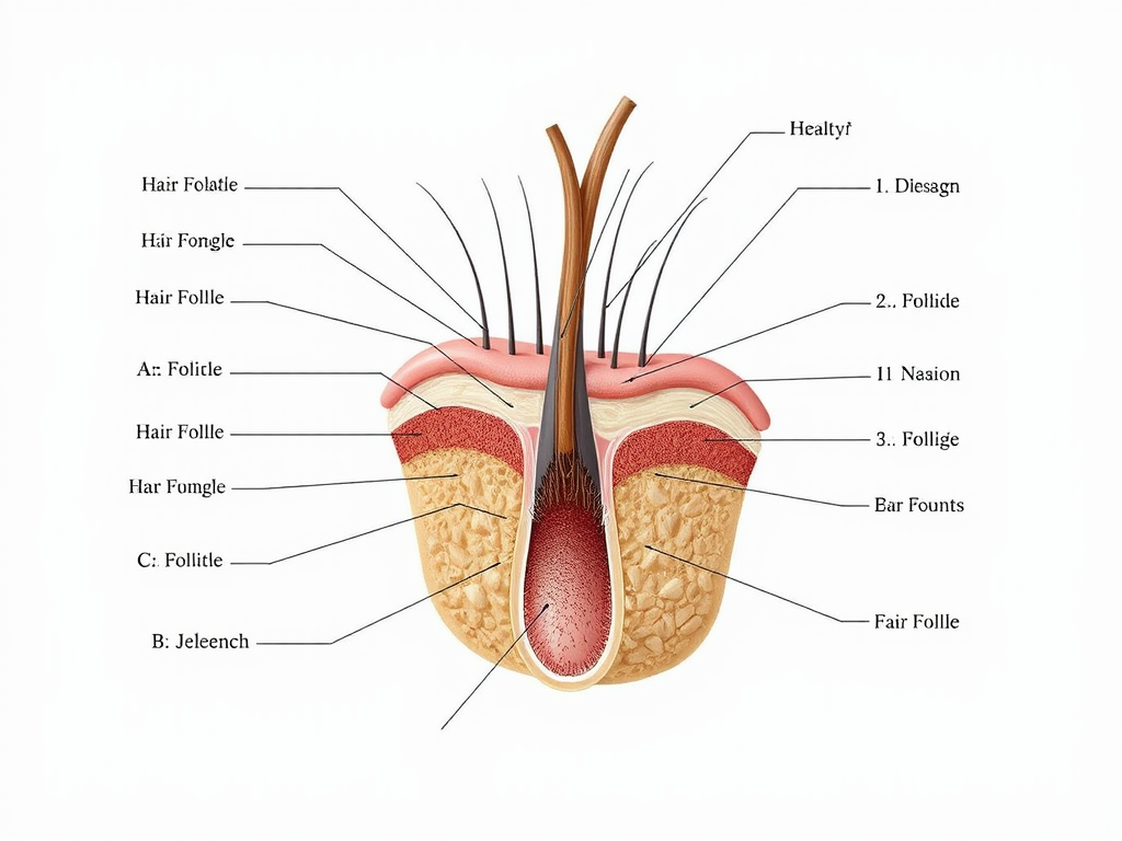 Detailed diagram of a healthy hair follicle