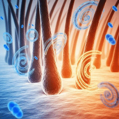 Microscopic view of hair follicles affected by stress hormones