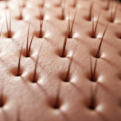 Close-up of a healthy scalp with strong hair follicles