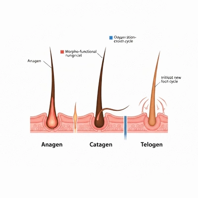 Diagram illustrating the three phases of the hair growth cycle